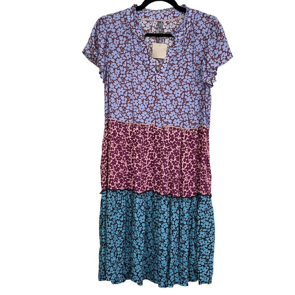 Anthropologie Mixed Media Shift Floral Comfy Dress NEW Size Small